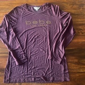 Long sleeves purple never top with shiny gold beads . Nice fit